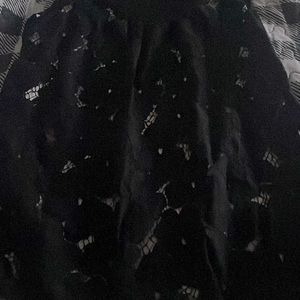 New York & Company-small, flower black overlay and white summer tank